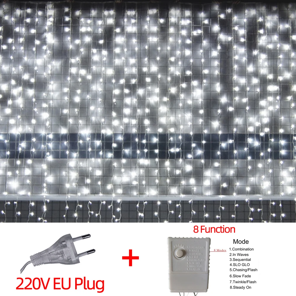 thumbnail image 1 of Guirnalda de luces LED de hadas para exteriores, impermeable, con forma de cascada, para decoración de patio, Navidad, bodas y fiestas, 1 of 5