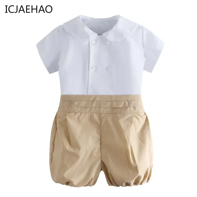 

Icjaehao 2024 Toddler Clothes Smocked Clothes for Boys Newborns Baby 2 PCS Sets Prince Tops Bottoms Kids Outfit Children Formal