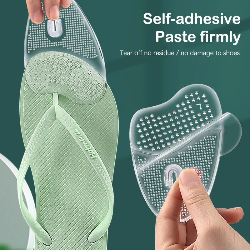Shoe Insoles Forefoot Pads Toe Pads 1Pair Transparent Anti-slip Flip Flops Sandals Cushions Pad Toe Protectors Forefoot Inserts Shoe Pads Insoles