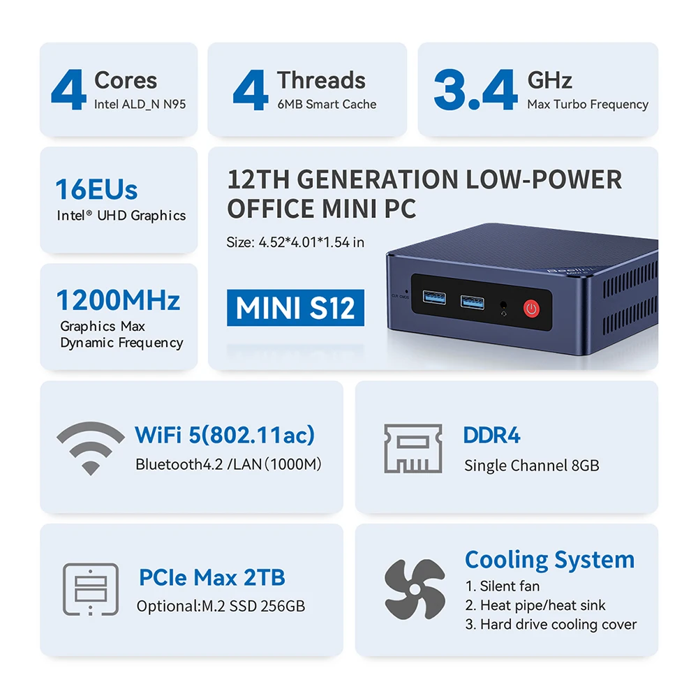 Beelink Mini S12 Pro N95/N100 Mini PC Windows 11 DDR4 8GB 256GB 16GB 500GB WIFI6 B5.2 - Ultimate Mini PC Gamer, VS U59 Pro Description Image.This Product Can Be Found With The Tag Names Barebone Mini PC, Computer Office, Mini pc