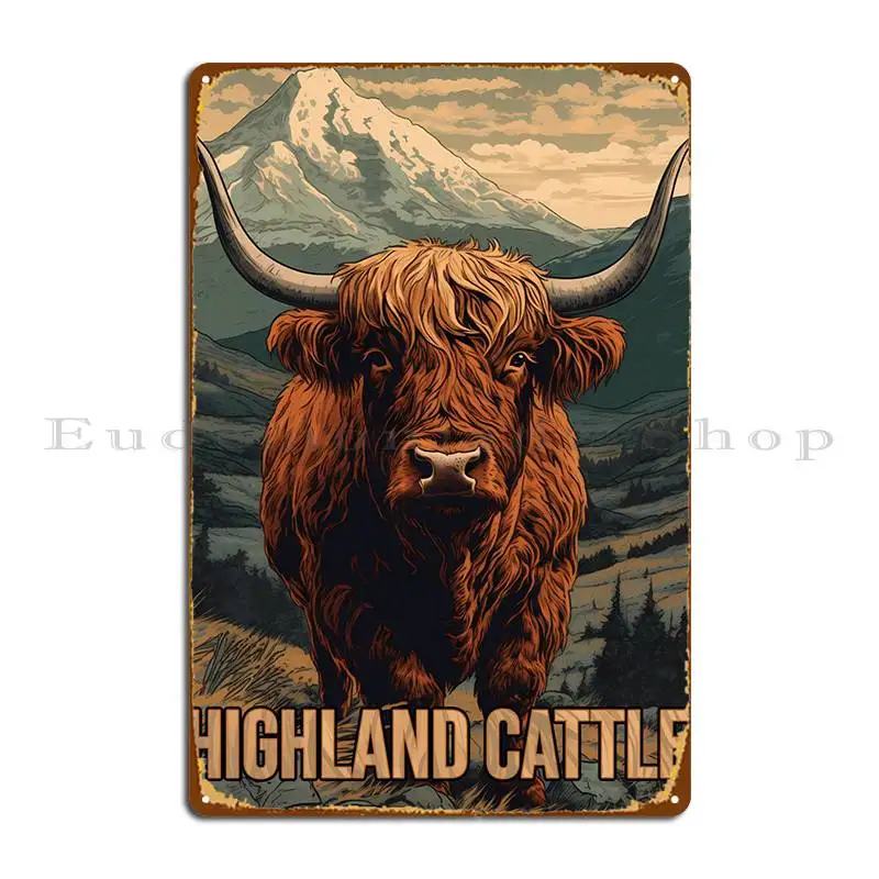 

Металлические знаки Highland крупного рогатого скота, Настенный декор с принтом, кухонная роспись, паб, роспись, оловянный знак, плакат