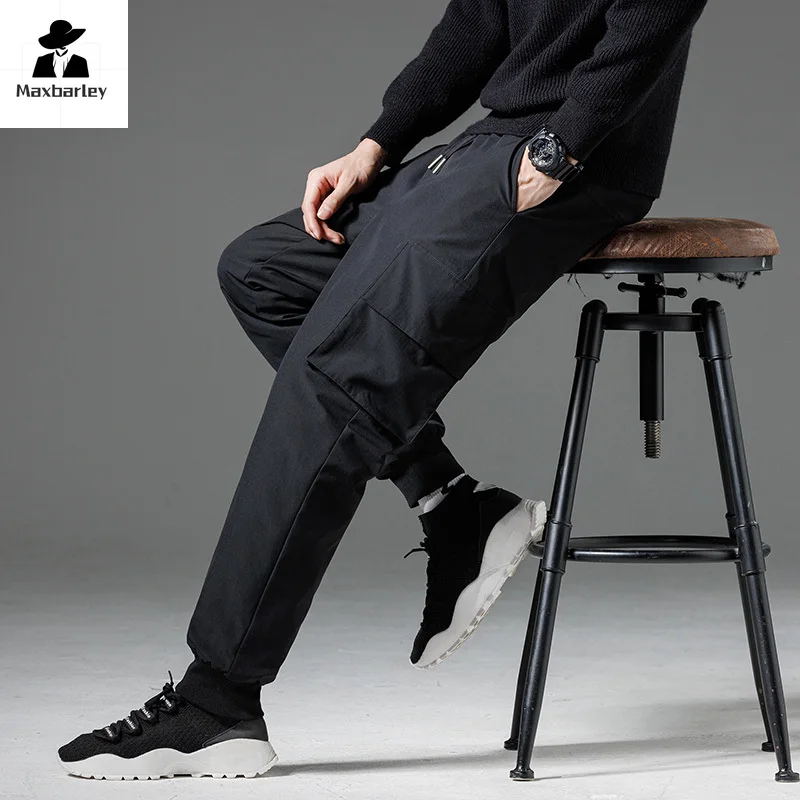 Winter Down Pants Men Casual Waterproof Zipper Pocket 90% Duck Down Cargo Pants Male Jogger Outdoor Warm Sports