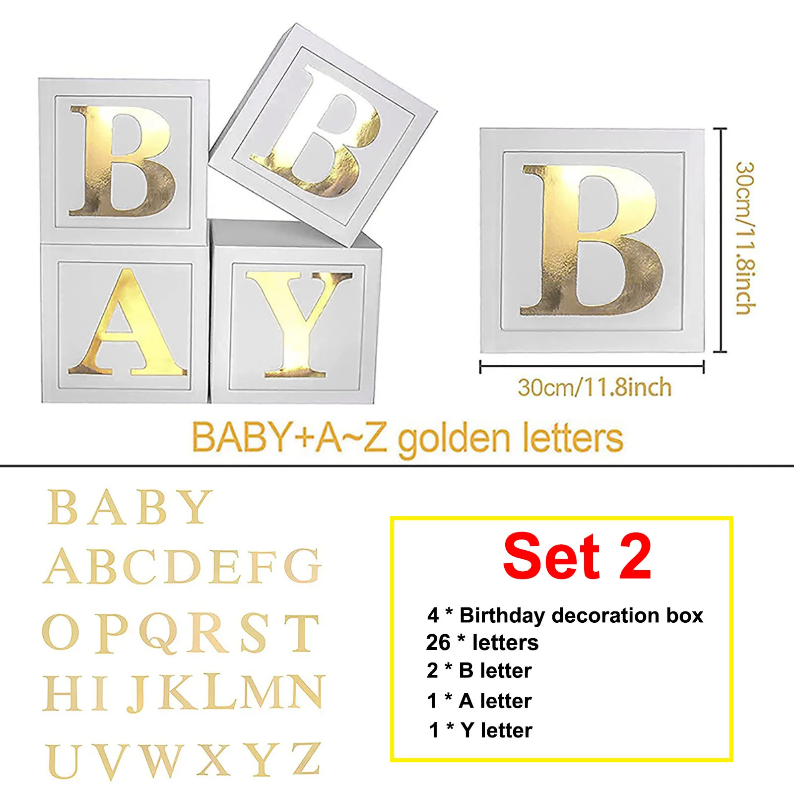 A-Z Baby Shower Decor Gift Boxes Transparent Balloons Packing DIY Letter  Cube