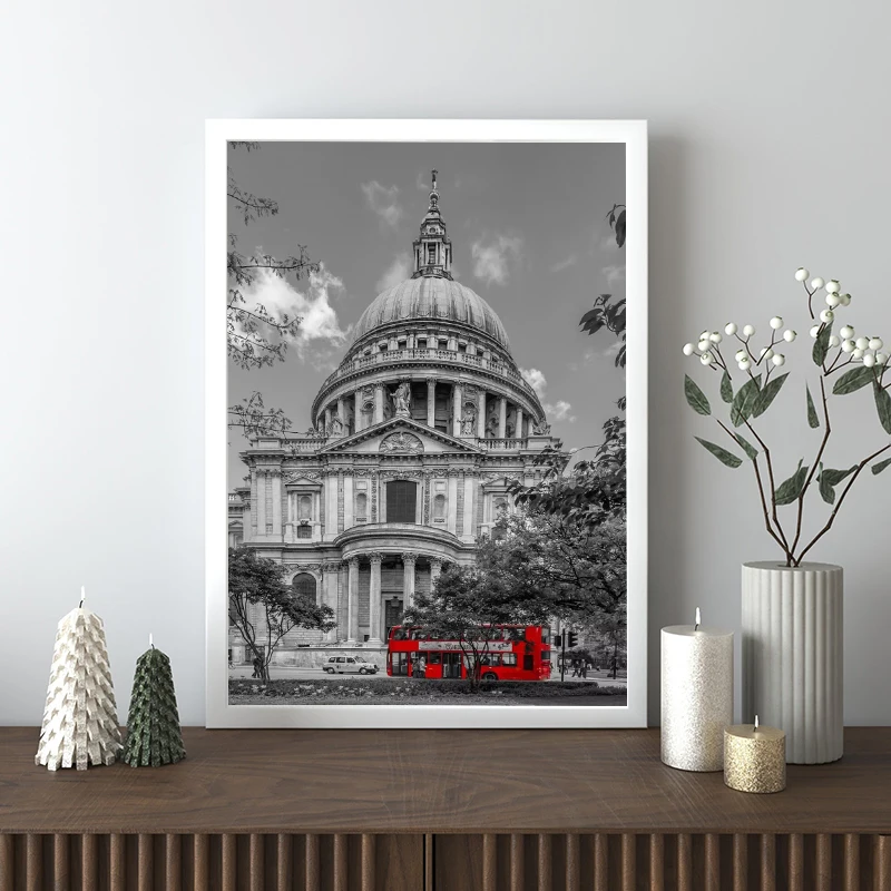 Yellow and Red Urban Telephone Box Canvas Print - Modern City Landscape Wall Art