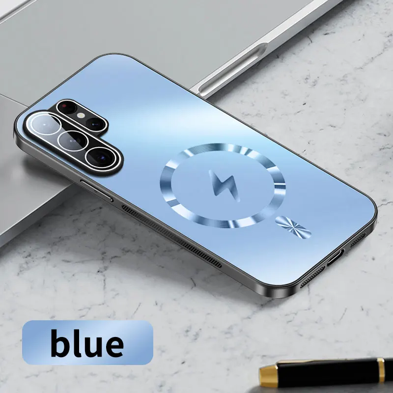 Magnetic Camera Lens Protection Matte Frosted Phone Case with Wireless Charging Support