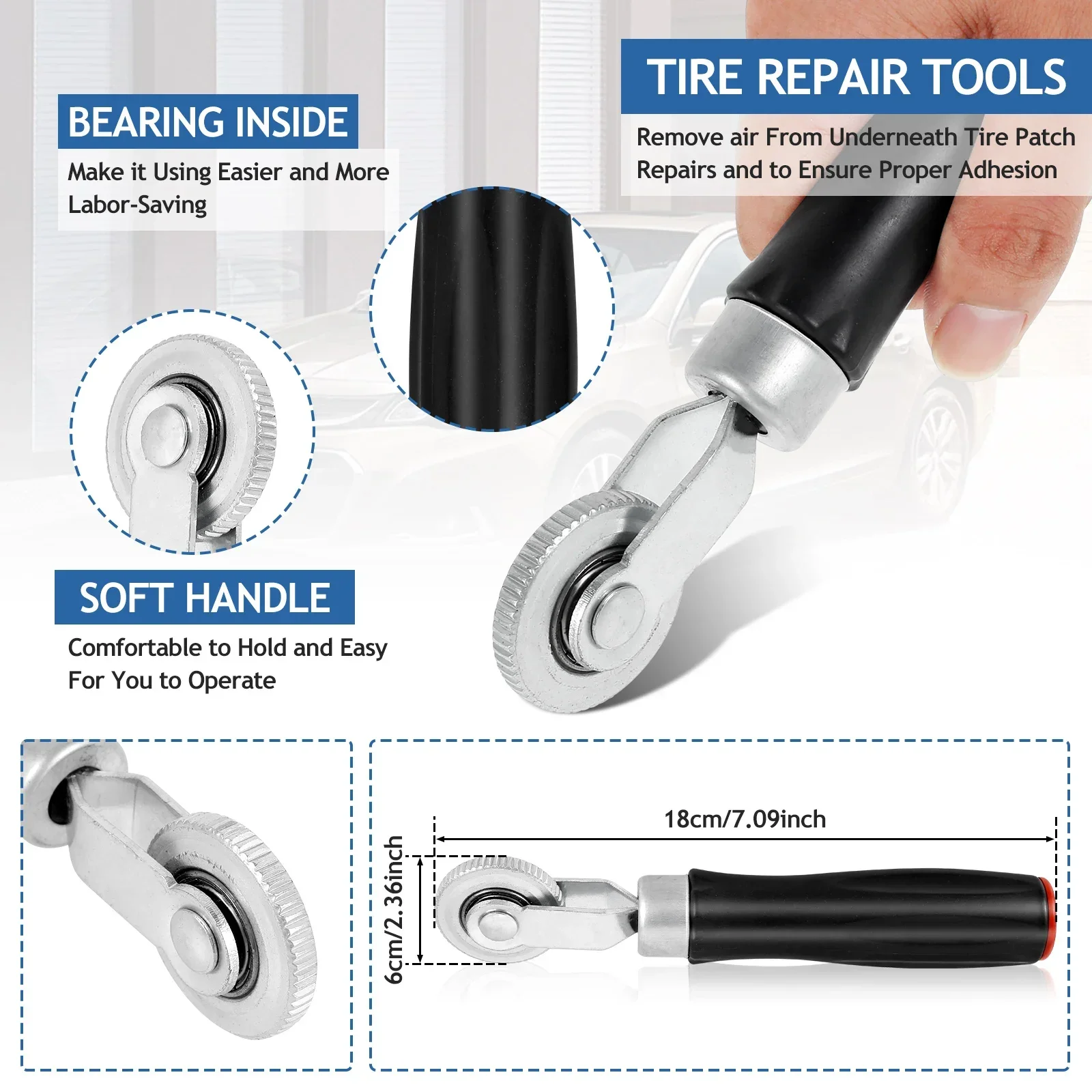 Car Truck Motorcycle Tire Repair Tools Tire Patch Roller Tool Buffing Wheel 42mm High Speed Tyre Grinding Head Tire Scraper 6