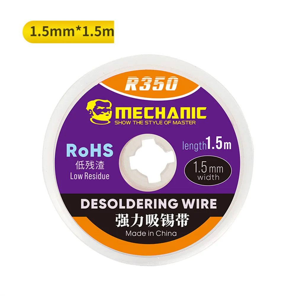 gold solder paste Meccanico R350 1.0/1.5/2.0/2.5/3.0/3.5/4.0mm larghezza 1.5m lunghezza dissaldatura treccia rimozione saldatura rame puro saldatu best flux core wire