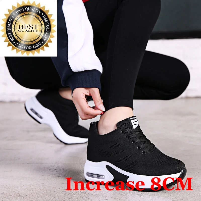 

Hidden Women Sneakers Elevator Shoes Heels Fashion Breathable Heightening For Woman Increase 9CM Height Vulcanized