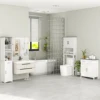 Kleankin Bathroom Floor Cabinet, Freestanding Linen Cabinet, Storage Cabinet with 2 Drawers, Double Doors, Adjustable Shelf 6