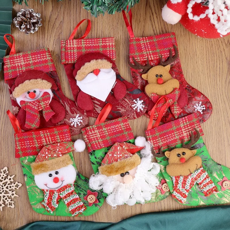 

Рождественские чулки, оригинальные подарочные сумки для конфет, украшения для рождественской елки для дома, 2023, новогодние подарочные пакеты для носков