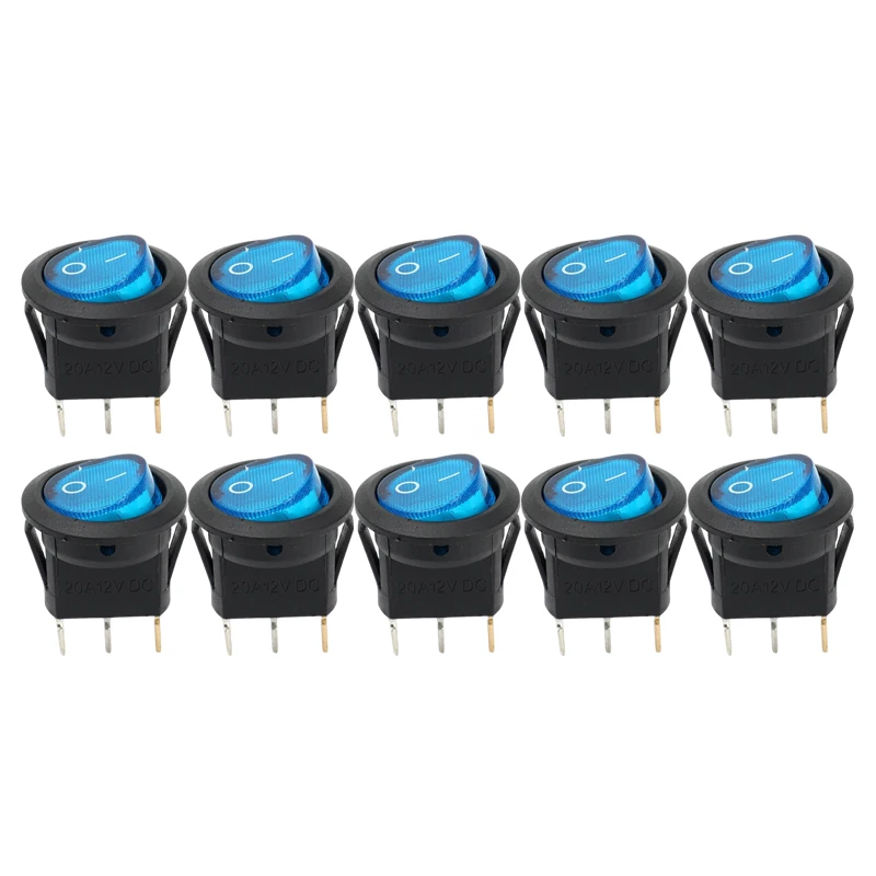 Illuminated Red LED Round Mini Rocker Switch