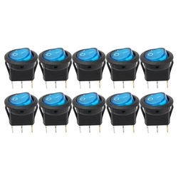 Illuminated Red LED Round Mini Rocker Switch (10pcs blue)
