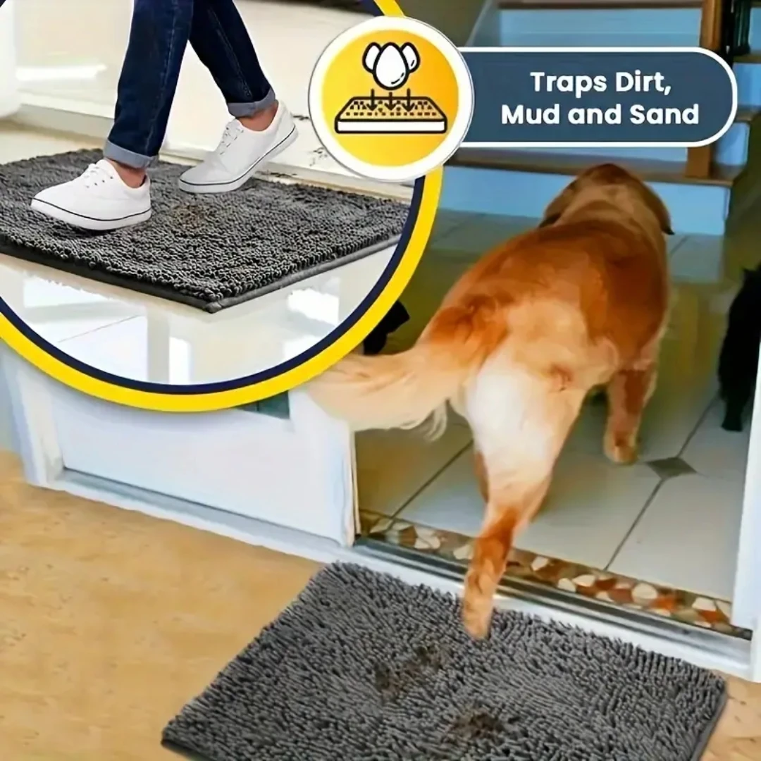 Dog Door Mat For Muddy Paws, Absorbs Moisture And Dirt