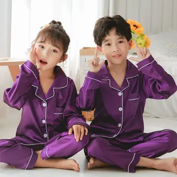 Kids Imitation Silk Pajama Set 3