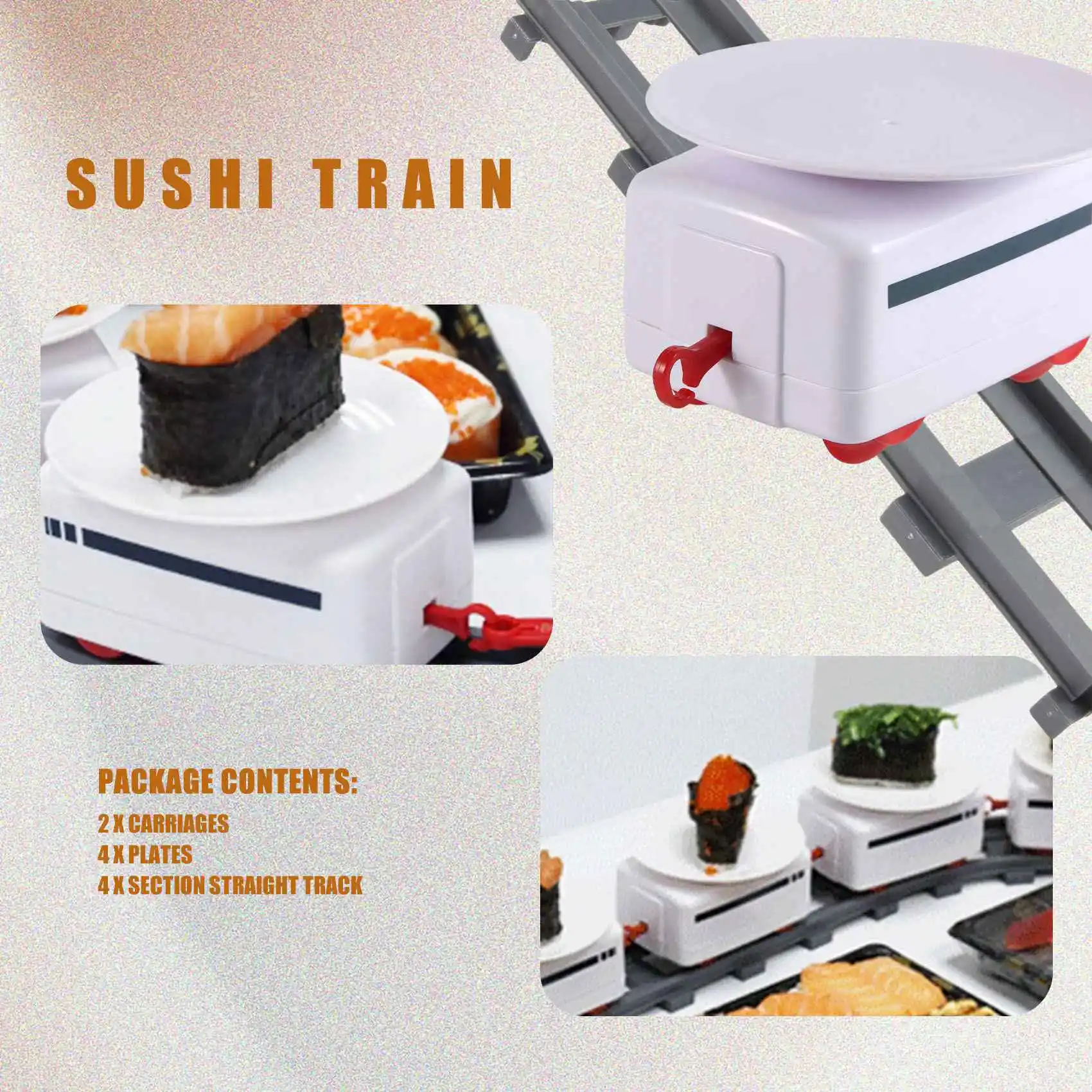 Sushi Train Rotary Sushi Toy Track Conveyor Belt Rotating Table Kid Food Train Set DIY Making Family Party BN03R