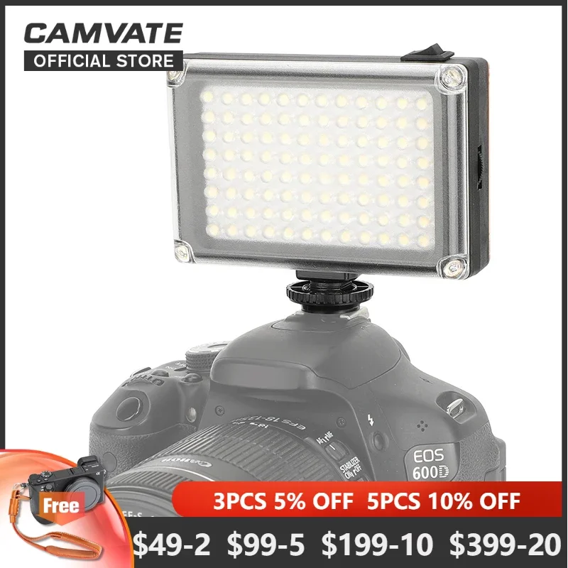 

CAMVATE Camera LED Video Fill Light 3200-5500K with Cold Shoe Mount for Camera Tripod Stand Photography Vlogging Studio Shooting
