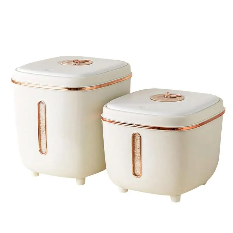 

Food Storage Container With Measuring Cup Airtight Rice Storage Barrel Time Pointer Cereal Dry Food Container Kitchen Pantry