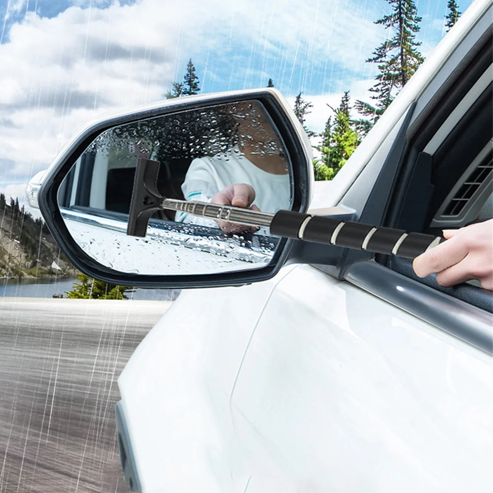 Car Rearview Mirror Wiper Stainless Steel Telescopic Retractable Layered Brush Head Auto Mirror Wash Clear for Auto Accessories 3