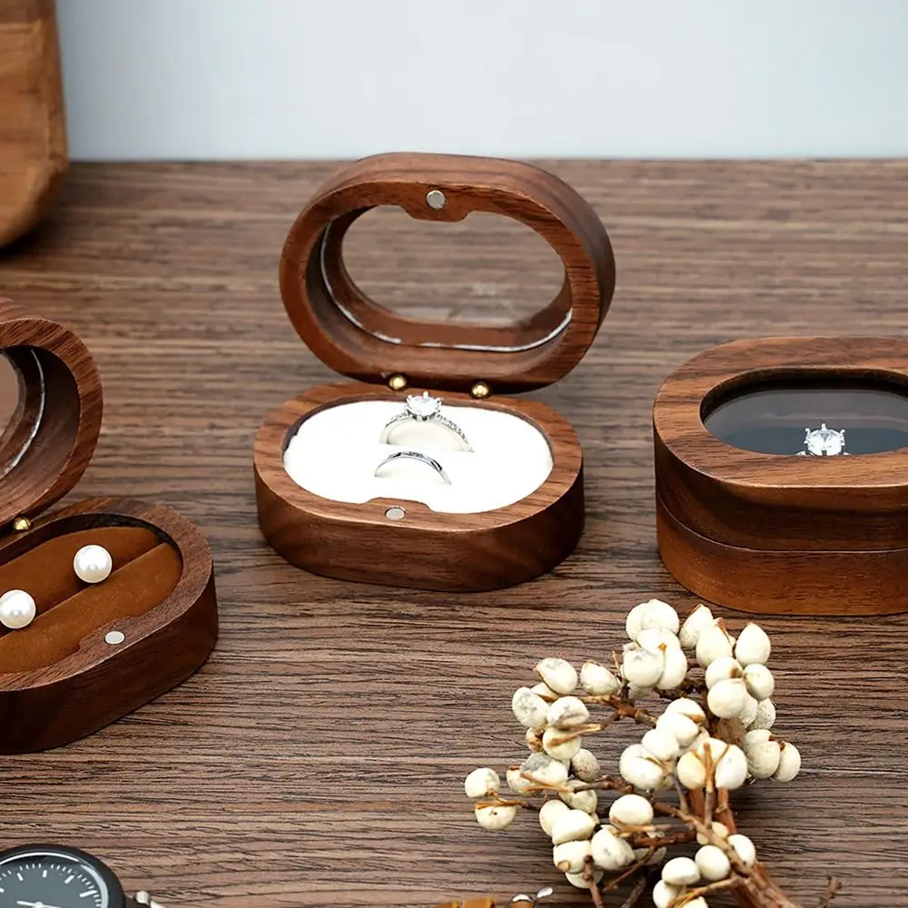 Wooden Ring Storage Box Jewelry Display Case