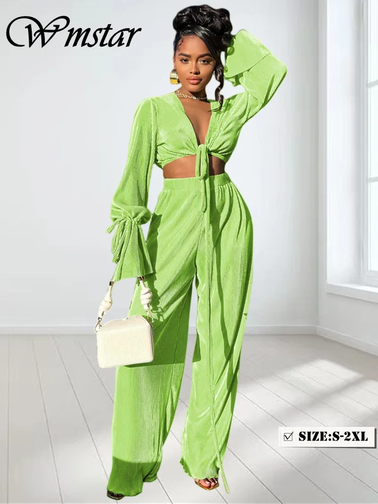 Wmstar Two Piece Set Women's Clothing Pants Sets Solid