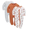 3pc two way Zipper Baby Long Sleeves Cartoon overalls Newborn Baby Girls Boys Clothes Cotton roupa infantil Pajamas 2