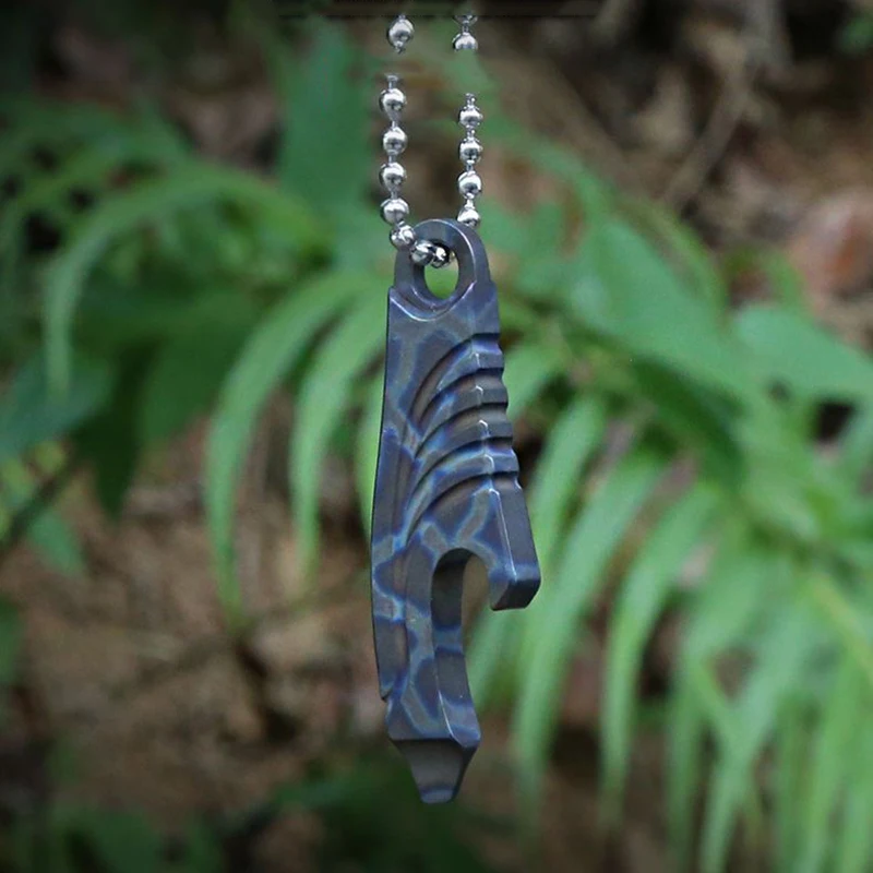 미니 크로우바 화상 티타늄 합금 EDC 네일 풀러, 플랫 헤드 스크루 드라이버 박스 오프너, 다기능 키체인 펜던트 도구 목걸이