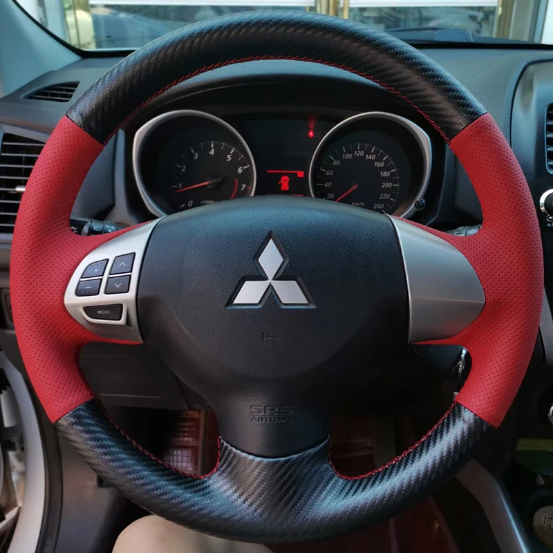 

Customized Car Steering Wheel Cover Anti-Slip Leather For Mitsubishi Lancer-ex ASX 2013-2018 Hand-stit Interior Auto Accessories