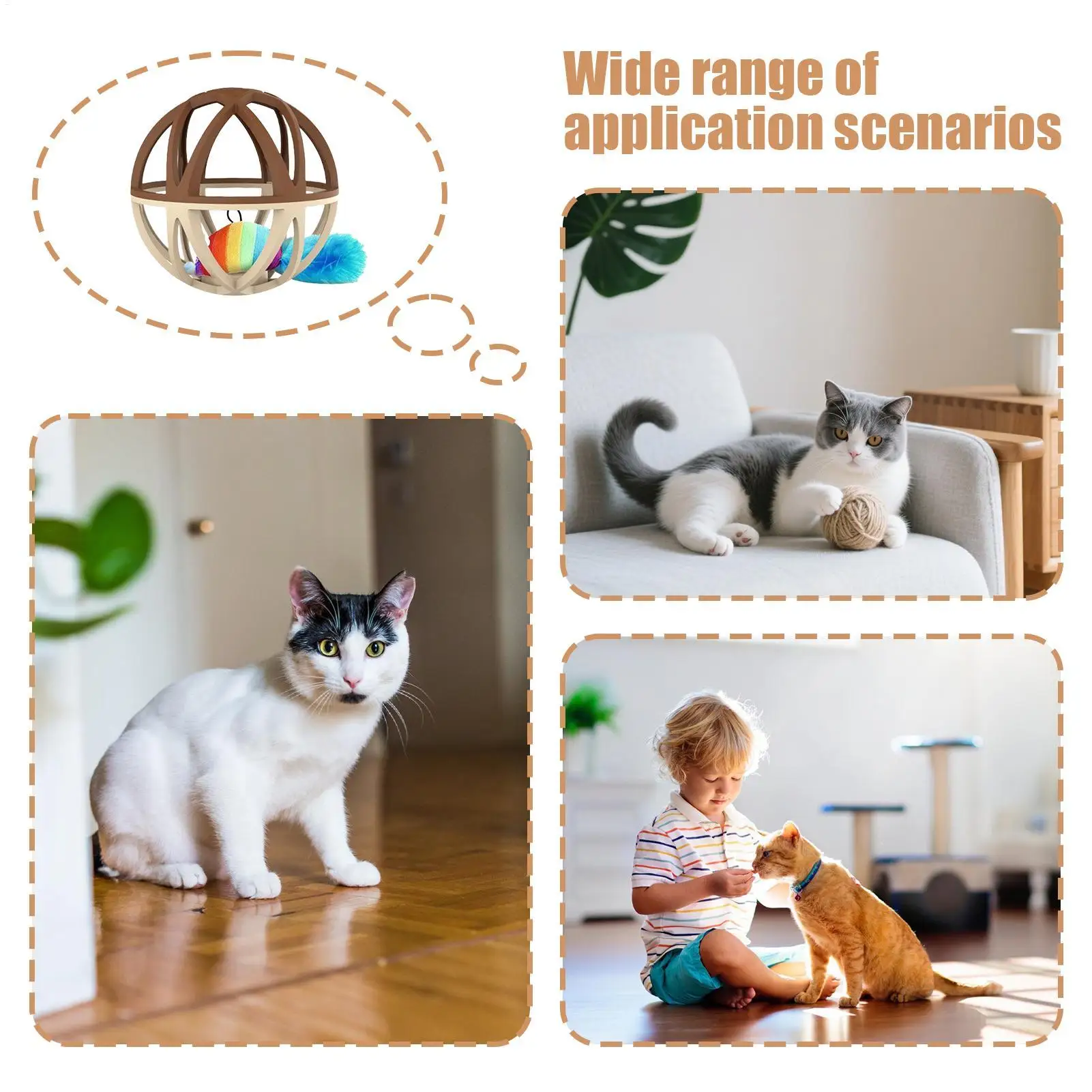 Balls for Cats Bell Ball Interactive Cat Toys Enrichment Pet Supplies for Kitten Dog Puppy Chew Indoor Cats and Kittens Toys