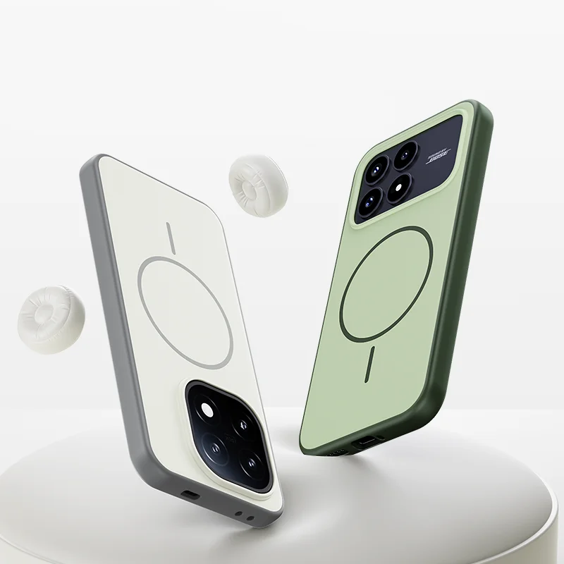 ELVEV Magnetic Skin-Feeling Soft TPU Protective Case with Wireless Charging Cover