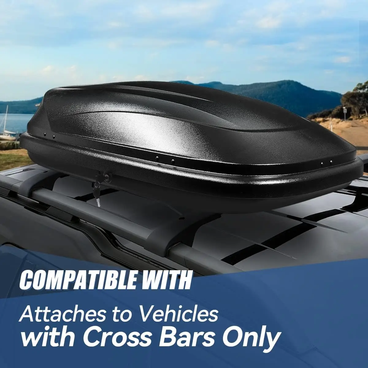 Dynasty Heavy Duty Hard Shell Roof Top Mount Car Storage Travel Luggage Box Cargo Carrier with Security Keys, 53 (L) x 34 ( 6