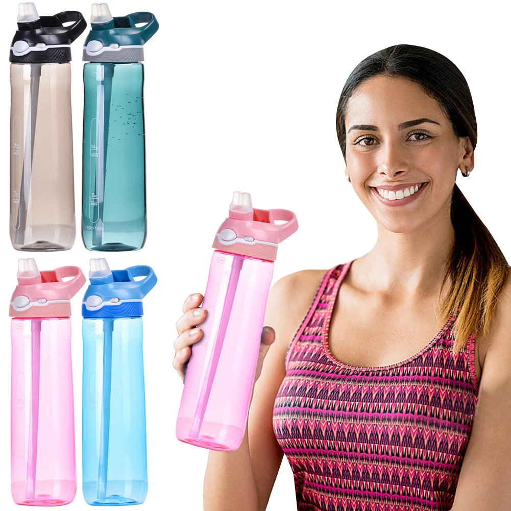 800ml Tritan Sports Water Bottle with Straw Outdoor Drink Bottle Large Capacity Travel Water Cup for Outdoor Fitness Gym