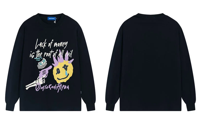 

Hip Hop Tshirt Streetwear Graffiti Letter Print Long Sleeve T-Shirt 2023 Fashion Casual Cotton Tee Shirts Tops Couple