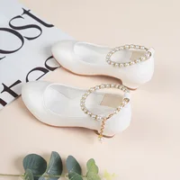 Girls' High-heeled Leather Shoes Spring Children's High-heeled Middle-aged Kid's White Wedding Host Show Princess Dress Shoes 2