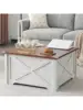 Karl Home Square Coffee Table With Storage Farmhouse Rustic White Coffee Tables For Living Room Wood Center Table With H 6