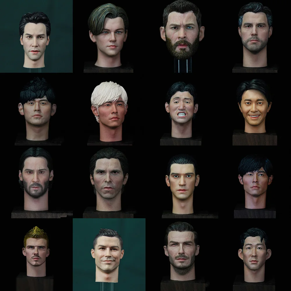 

High Quality 1/6 Male Head Sculpture Football Player Thor Little Plum Stephen Chow Bell Keanu Reeves Jay Chou for 12" Figure