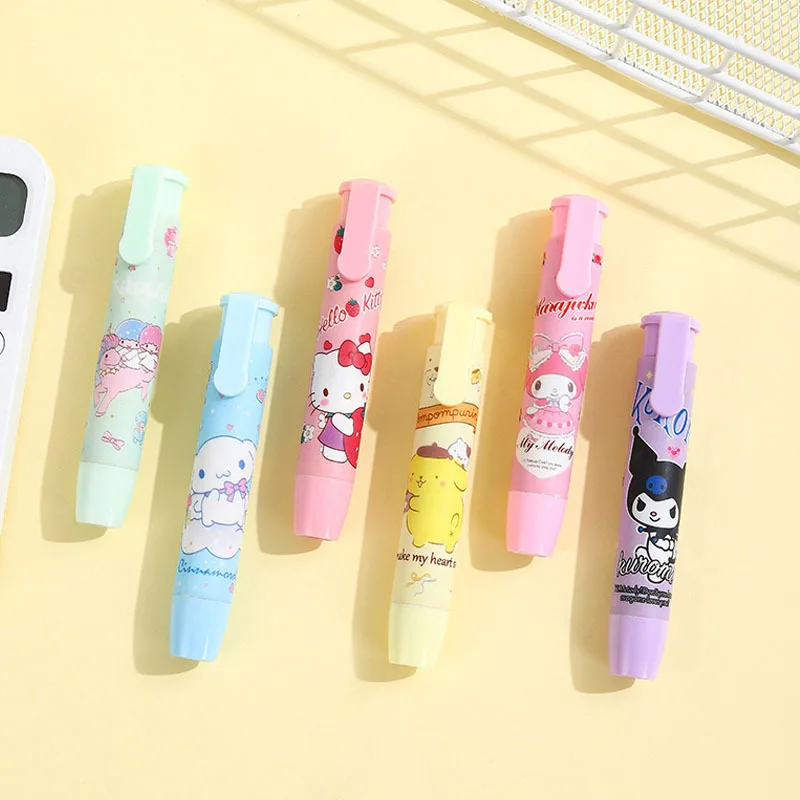 Press Eraser Creative Sanrio Hello Kitty Anime Kuromi Melody Cinnamoroll Cartoon Kawaii Stationery Gift Office School Supplies press eraser