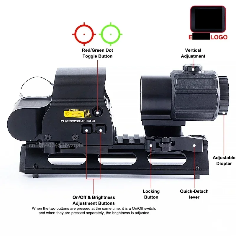Red Dot Optic Tactical Hunting Riflescope 3X/5X Magnifier Hybrid Sight 558 EXPS3+G45/G43/G33 W/20mm Rail Mounts&Q-D Lever