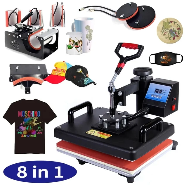 8 in 1 Combo impresora de transferencia Heat Press tshirt Printing