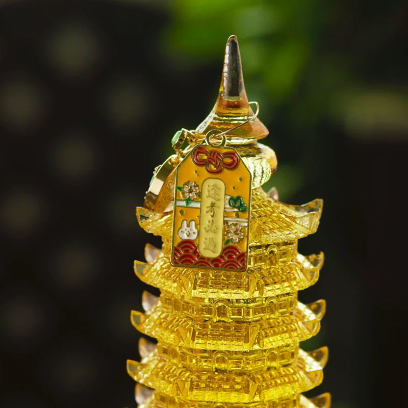 9 Layer Crystal Glass Liuli WenChang Pagoda Desk Ornament, Study Exam Must Pass Gift for Students, Desktop Feng Shui Decor