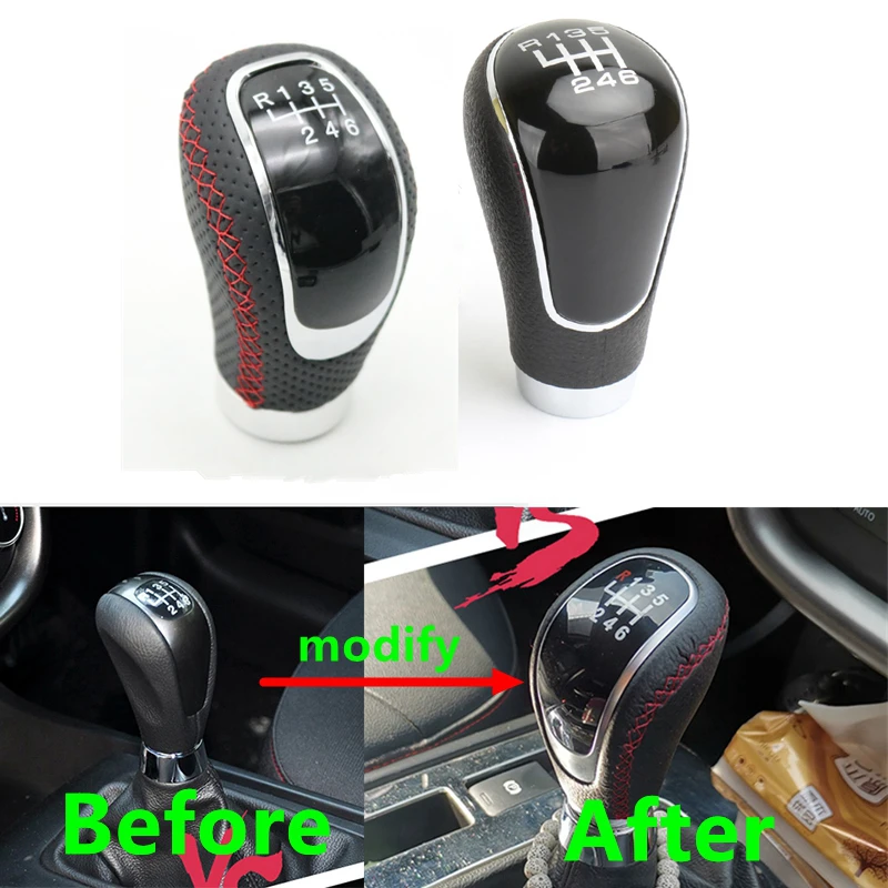 6 Speed Manual Car Gearbox Handle Gear Shift Knob Stick Lever Head For