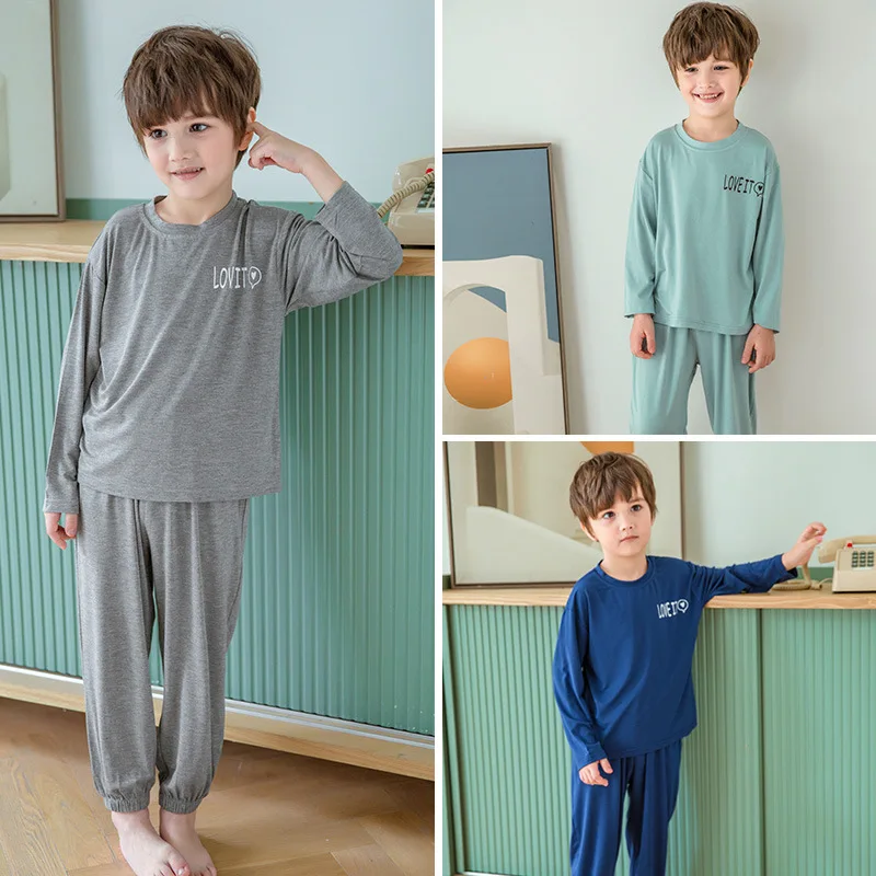 

Spring Autumn Teens Pijamas Long Sleeve Cotton Pyjamas Kids Clothes Sets Big Boy Sleepwear Modal Pajamas for 3-16 Years