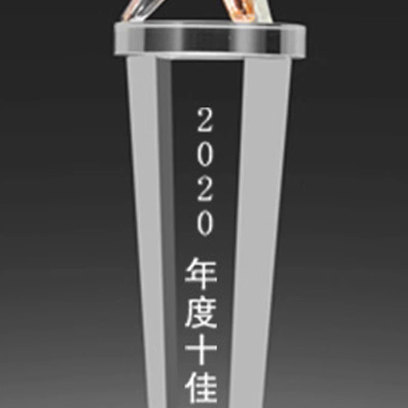 Customized Wine Glass Shape Coloured Glaze Crystal Trophy, Excellent Staff, Company Annual Meeting Awards, Home Decorations, 1Pc