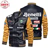 Benelli motorcycle LOGO cycling jersey color-blocked washed pu leather men's Benelli bomber jacket 4