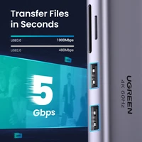 UGREEN USB HUB 7-in-1 Type-C to 4K60Hz HDMI SD&TF 5Gbps USB3.0 PD100W for Lapop Macbook Accessories USB Splitter Docking Station 4