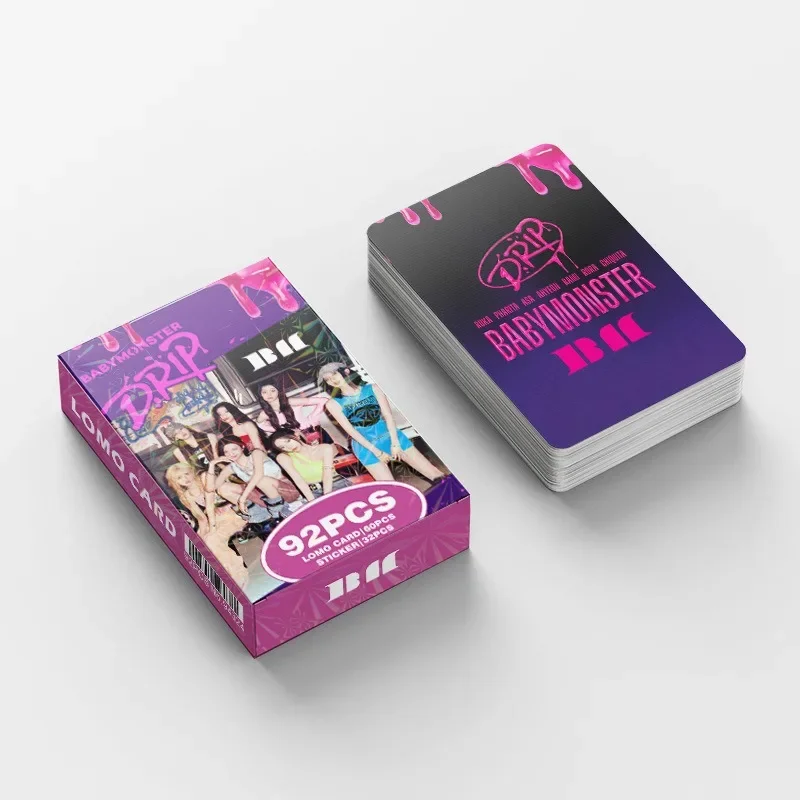 92pcs/set Kpop BABYMONSTER Lomo Card and Stickers BABY MONSTER Photo Album DRIP Collection Photocard Postcards High Quality