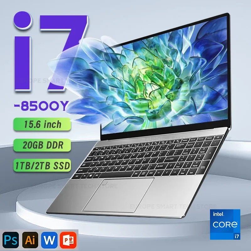 Windows Laptop Portable i7 Laptop Computer PC Gamer Windows 11 Intel Core i7 8500Y 15.6 inch Office Study Laptops Fingerprint Unlock Notebook