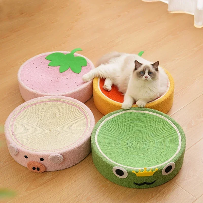 

Round Cute Cat Scratching Bowl Wear Resistant To Chips Cat Grab Plate Sisal Hemp Grinding Claw Cat Toys Cats Creative Supplies