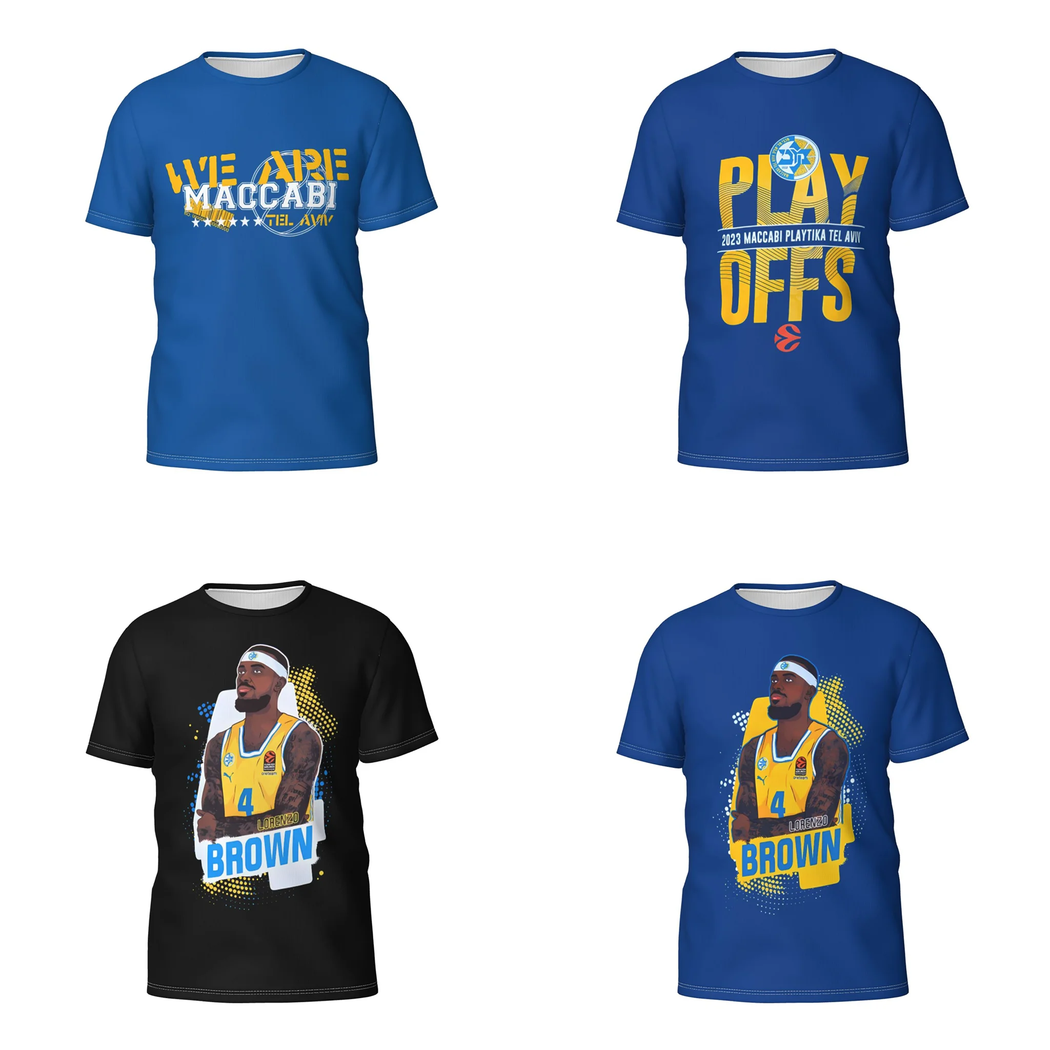 

Maccabi Tel Aviv Basketball Men's Athletic Cotton Classic Short Sleeve Crewneck T-Shirt Tee Shirt