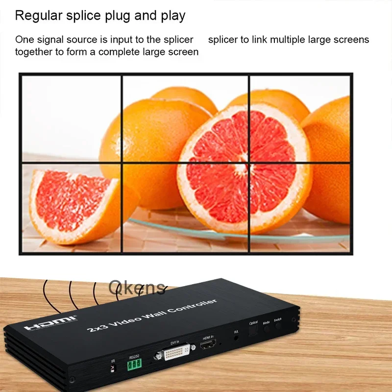 1080P 2x3 DVI HDMI 비디오 월 컨트롤러 프로세서 2x2 3x2 6화면 TV 월 스플라이싱 박스 비디오 스플라이서 베젤 180도 조절 가능 ° 뒤집기하다