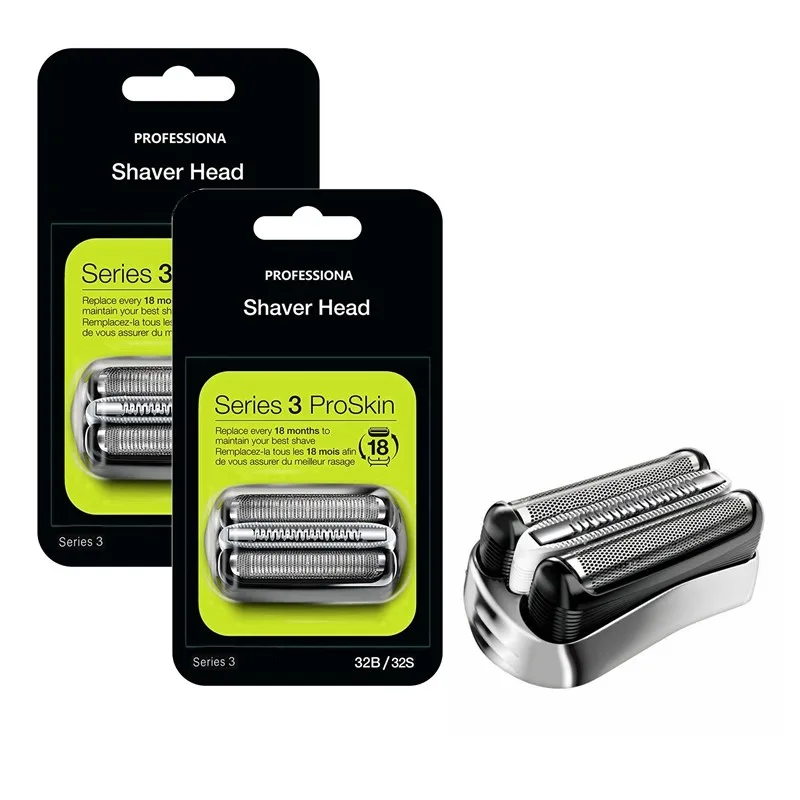 32S Replacement Head Foil & Cutter Compatible with Braun Series 3 Shaver 3000s，3010s，3040s，3050cc，3070cc，3080s，3090cc